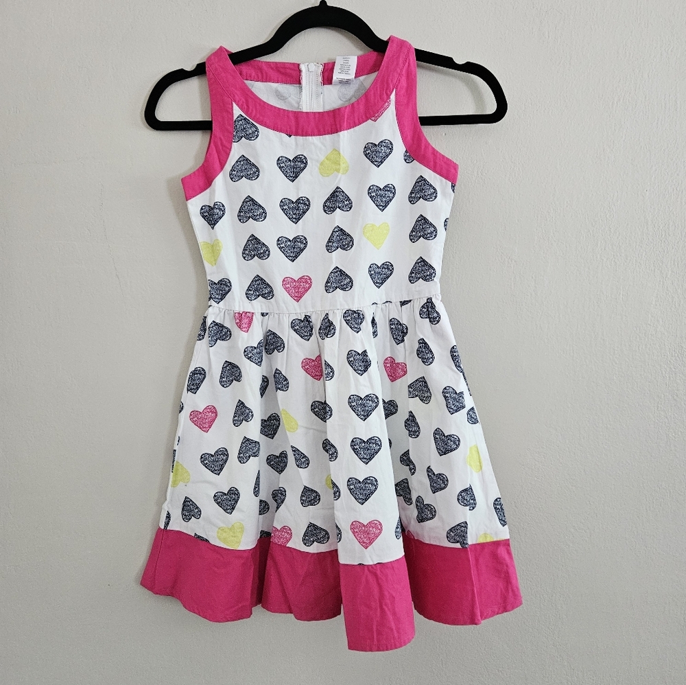 NWT Gymboree Girls White Pink Yellow Heart Sundress 100% Cotton Summer Size 8